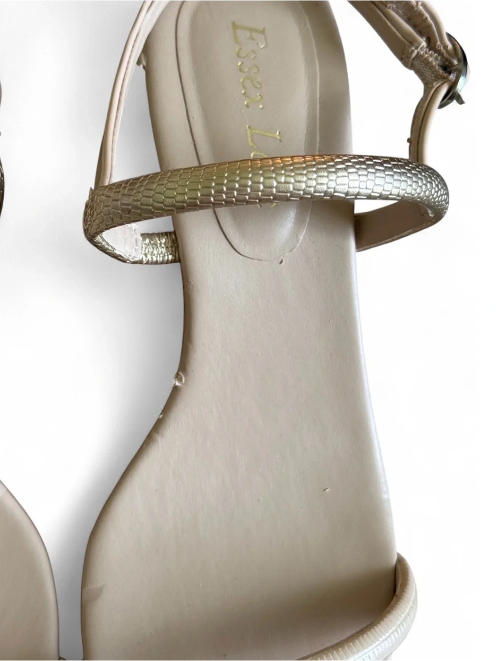 Essex Lane Nude Beige Cork Wedge Sandals